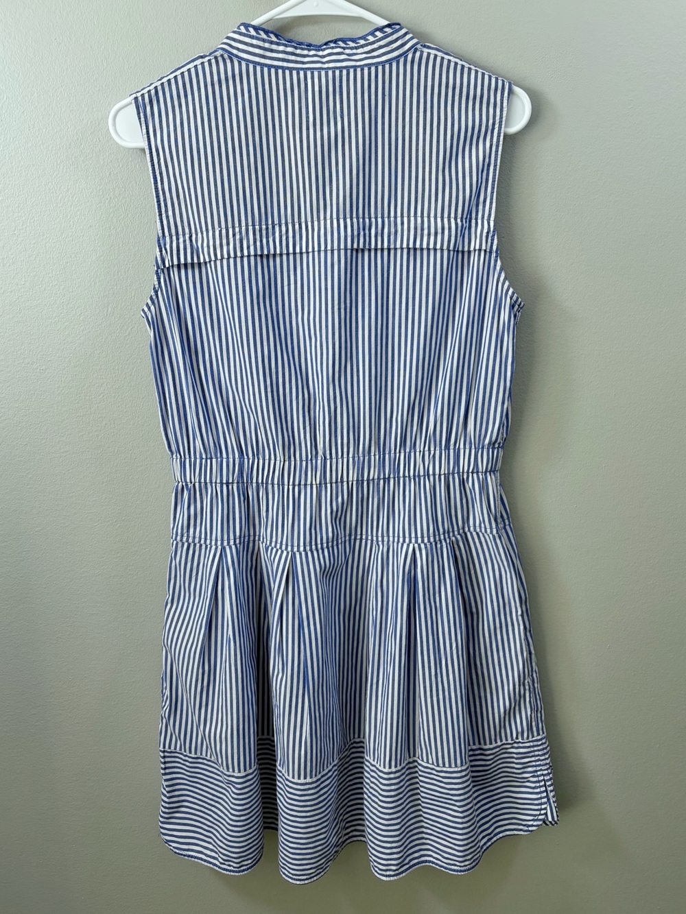 Maeve Sleeveless V-Neck Shirtdress Blue White Stripe Medium - Picture 7 of 7